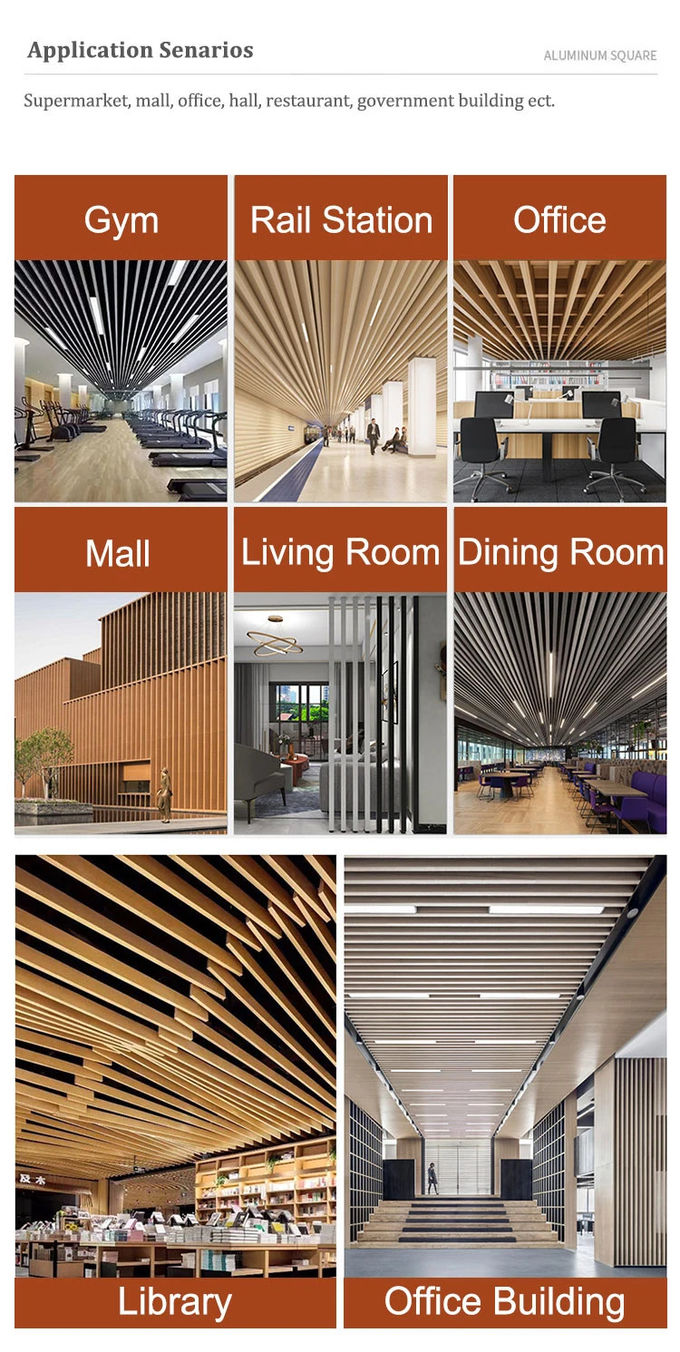 Open Cell Aluminum Customized Grid Ceiling Modern Strip Metal Ceilings Waterproof False Ceiling 3