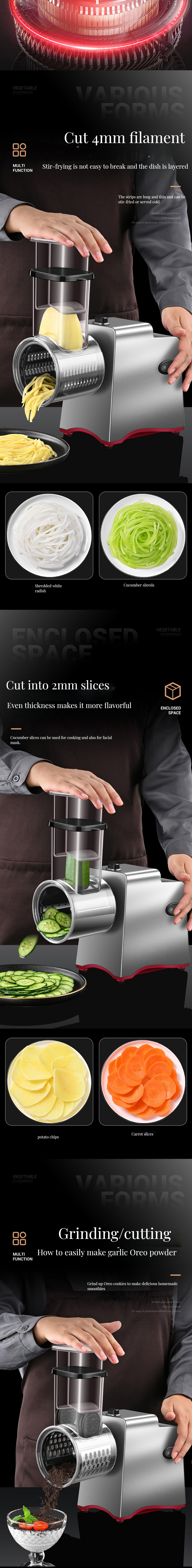 Multi-Functional Electric Salad Cutter Slicing Machine for Home Kitchen Vegetable Roller