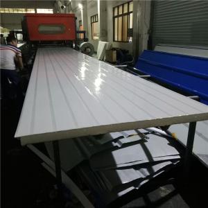 Quality 1050-50-0.4mm wide red steel up and 0.35mm greywhite down eps sandwich roof panel wholesale