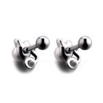 Unique cat shaped pearl stud earrings stainless steel piercing jewelry on hot