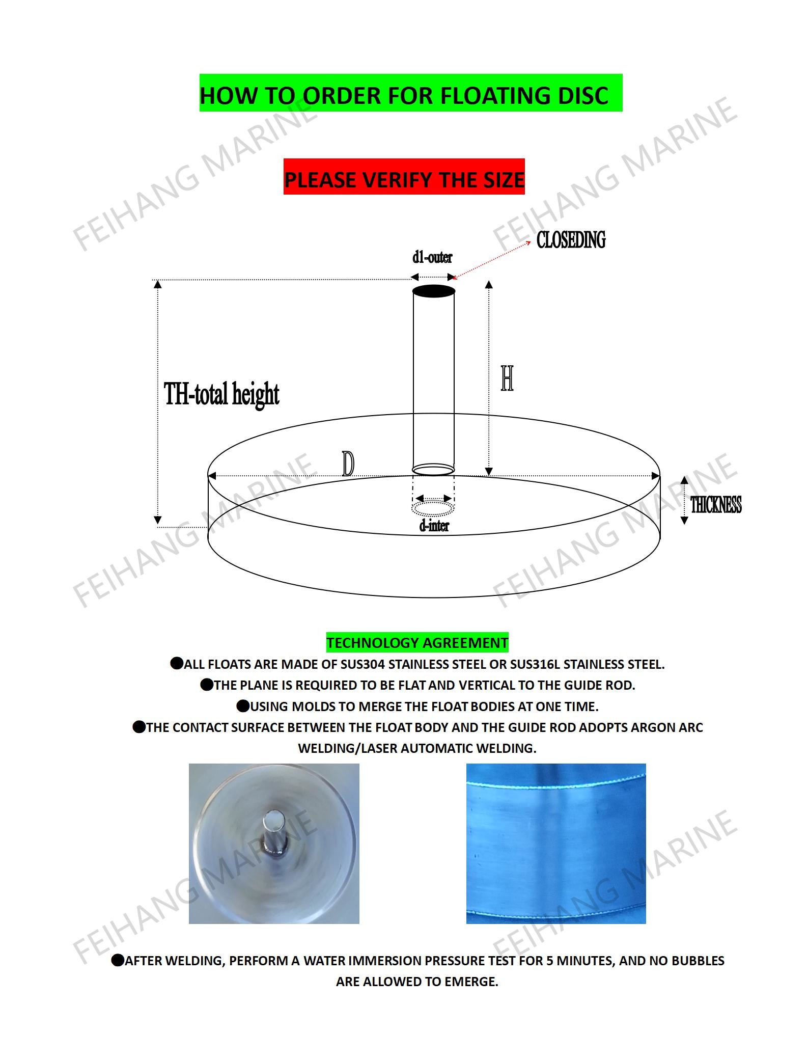 AIR VENT FLOAT DISC (FLOATERS) - YANGZHOU FEIHANG SHIP ACCESSORIES FACTORY