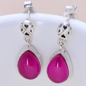 Quality Sterling 925 Silver Synthetic Ruby Drop Earrings(035611W) wholesale