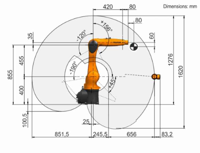 901.5mm Maximum Reach IP54 Protection Robotic Welding Arm 320mm X 320mm Footprint