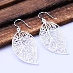 Sterling 925 Silver Leaves Design Dangle Earrings (XH057216W)