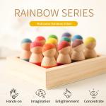 Montessori Educational Wooden Rainbow Block Counting Game Puzzle Kids