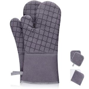 Quality ISO Kitchen Baking Tools Heat Resistant Oven Baking Mitts With Towels And Cushion wholesale