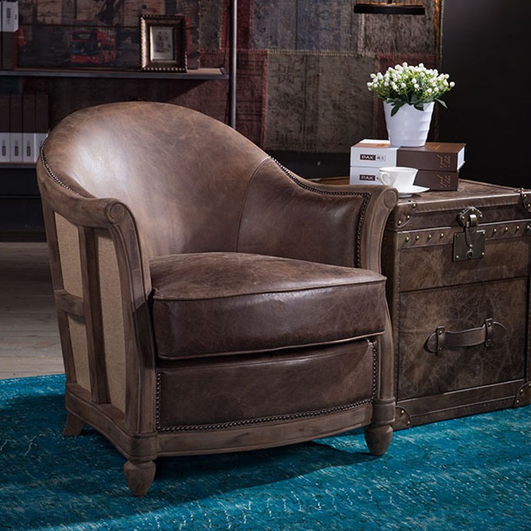 Classic Italian Defaico Furniture Single Leather Sofa Chair SGS
