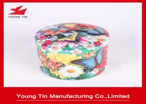 Quality Embossed Empty Round Gift Tins Butterfly Printed Metal Tinplate Fancy Lids On Top wholesale