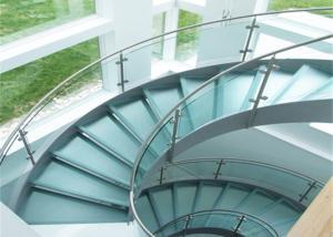 Quality 316ss Indoor Building Curved Stairs Tempered Glass Railing Top Handrail Customized wholesale