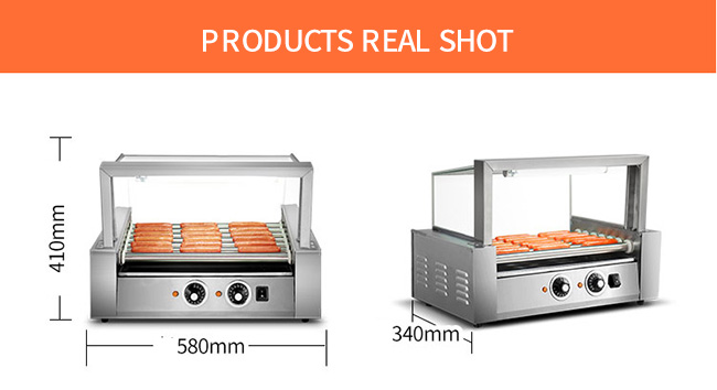 220V Snack Food Processing Equipment 5 Rollers Hot Dog Rack Heater Grille