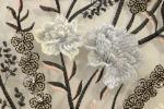 Scalloped Embroidered Mesh Lace Fabric , Wedding Lace Material With Paillettes