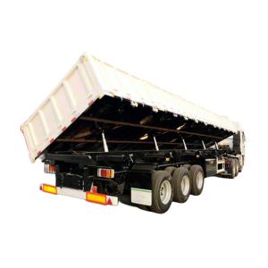 Quality Triaxle Side Payload 50T Tipping Trailer Truck Transporting Building Materials wholesale