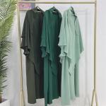 Muslim Women Prayer Elegant Summer Dresses Round Collar Muslim Ethnic Wear