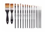 Super Fine Synthetic Hair Face Paint Brush Set Black Wooden Handle 16pcs With