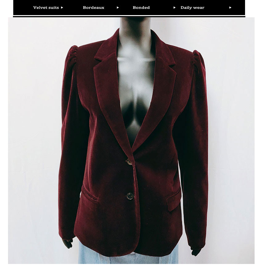 Bordeaux Color 100 Polyester Bonded Velvet Women Suit