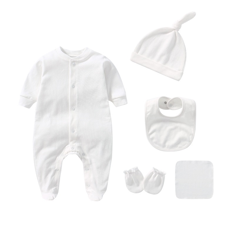 wholesale new born Infant baby baby clothes 5pcs romper pants bib sock Newborn Baby Outfit Gift Set