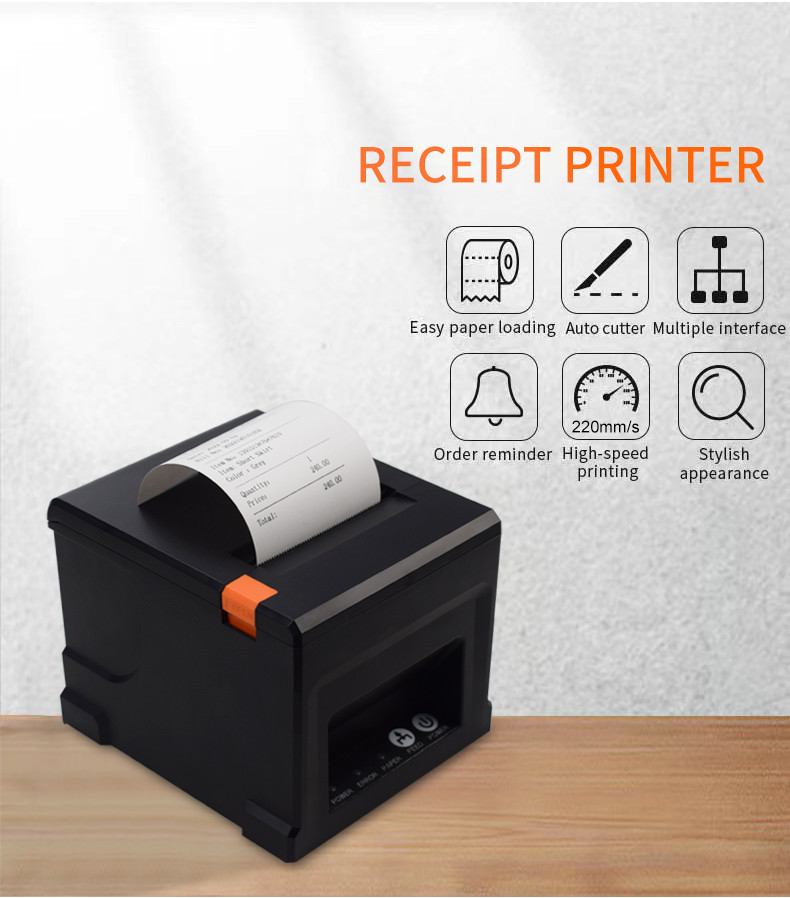 Thermal 80mm Desktop Receipt Printer USB RS232 Bluetooth Optional