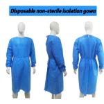 Blue Disposable Surgical Gown 45GSM Antistatic Knitted Cuffs Fluid Proof En1149