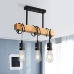 E27 Industrial Pendant Lighting, 3-Light Vintage Winding Lamp LOFT Bar wood