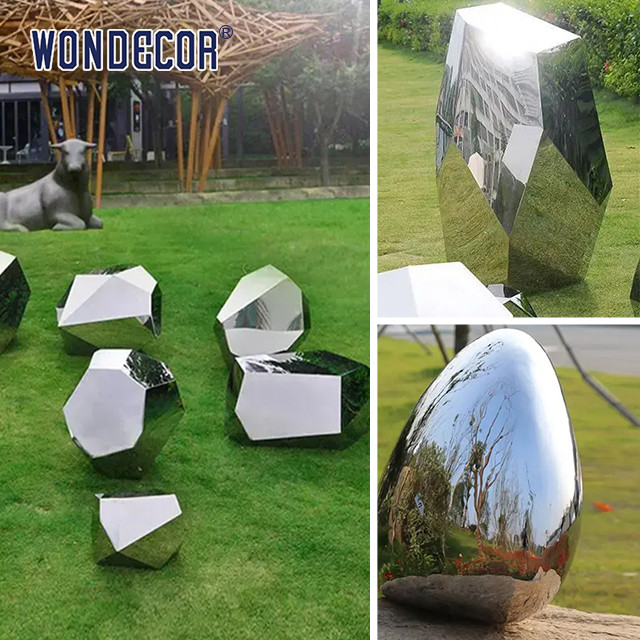 Geometry Cobble Stainless Steel Garden Sculptures 3 Dimensional