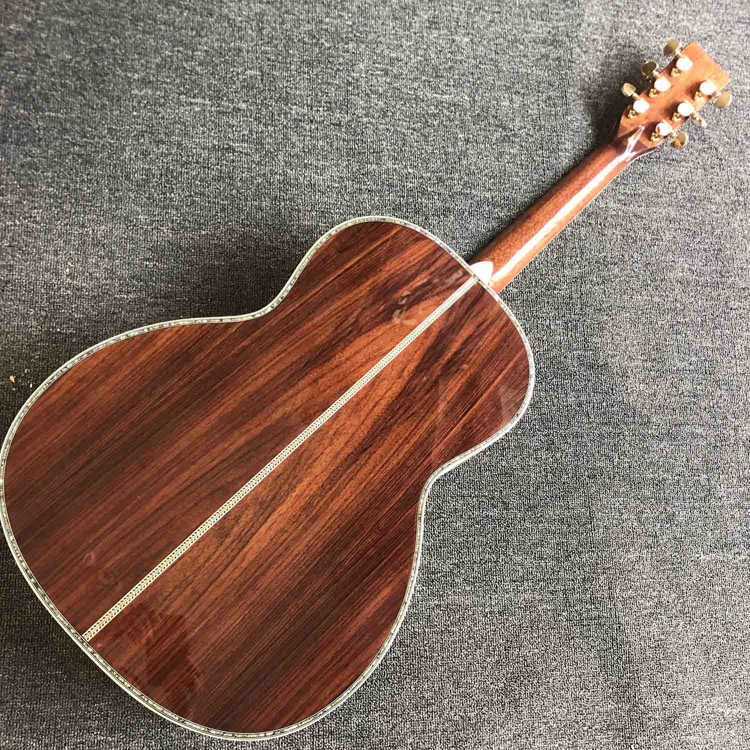 Custom 39 Inch OOO Body Solid Spruce Wood Top Abalone Binding Acoustic Guitar