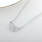 YASVITTI White Cubic Zirconia Rhodium Plated 925 Double Sterling Silver Heart