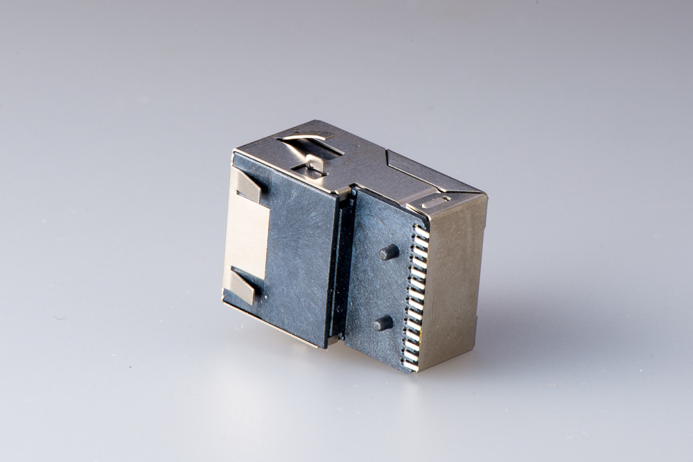 Black Led Lighted Female Connector SMD RJ45 Jack 8p8c Modular High Temp Housing