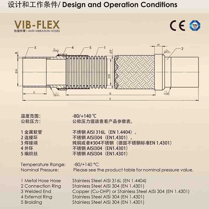 7/8" DN22 22mm Shock absorber of refrigeration system vibration absorber Shock absorber tube
