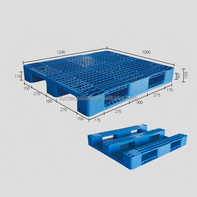 1200*1000*150mm PP/PE Material Solid Single Faced Plastic Pallet for Material Handling