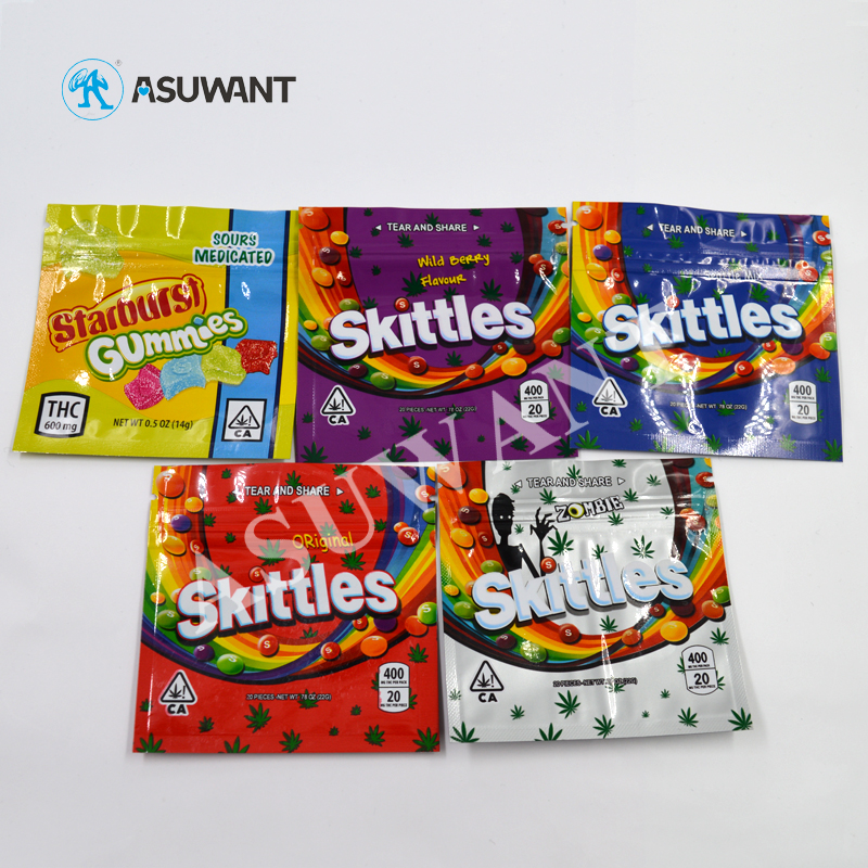 3.5g Mylar Bags Plastic Weed Doypack 4oz Smell Proof Zipper Bags 150mic