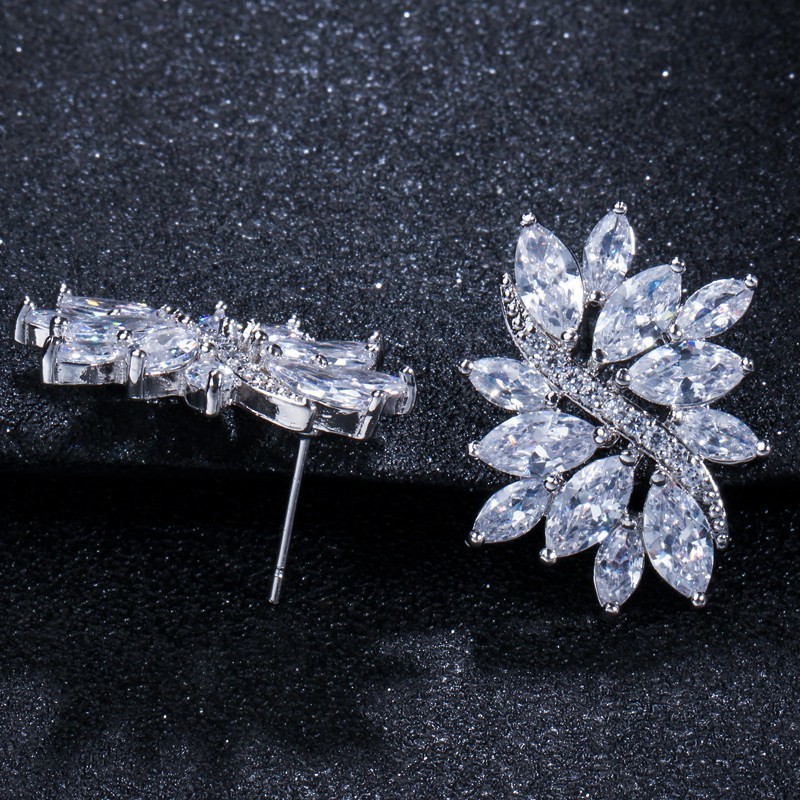 Luxury AAA CZ Stud Earrings For Women Romantic Elegant Female Daily Earrings Colors Available Wholesale