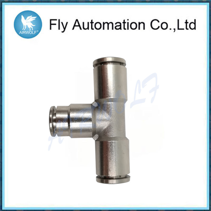 Three Connection Joint Pneumatic Tube Fittings Silvery Brass Tee Connector