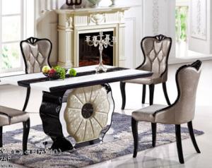 Quality club dining room 6 seater rectangle marble table furniture wholesale