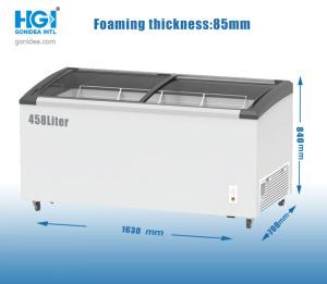 Quality Store Ice Cream Deep Chest Freezer 458 Liter Sliding Curved Glass Freezer wholesale