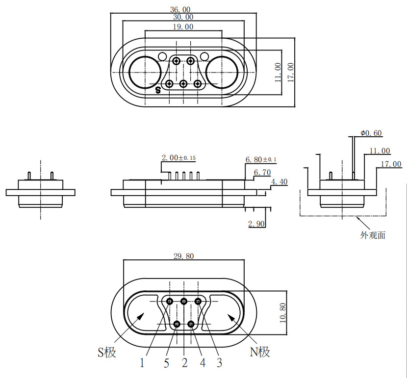 Spring Magnetic Connectors 5A Magnetic Connector Charger 5 Pin