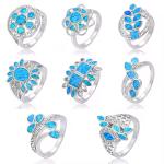 Blue Vermeil Opal Inlay Wedding Band Womens Jewelry 925 Silver