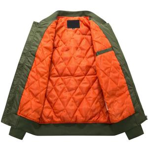 Quality Winter Custom Mens Bomber Jacket Zipper Windproof Quilted Jacket wholesale