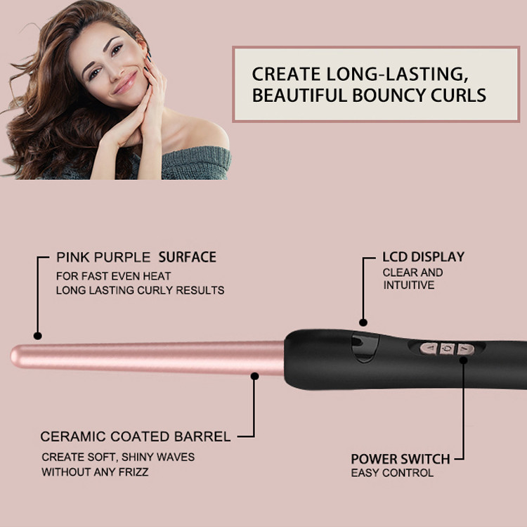 Customized Logo Ceramic Curling Wand Power Wave ROHS 1 Inch