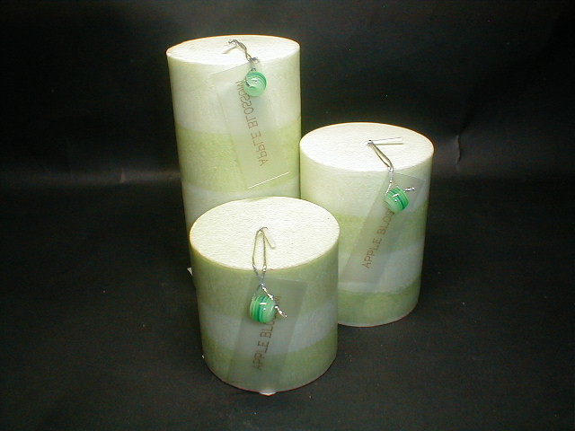 100% palm wax 2 color tones scented pillar candle with pearl and printing fragrance card