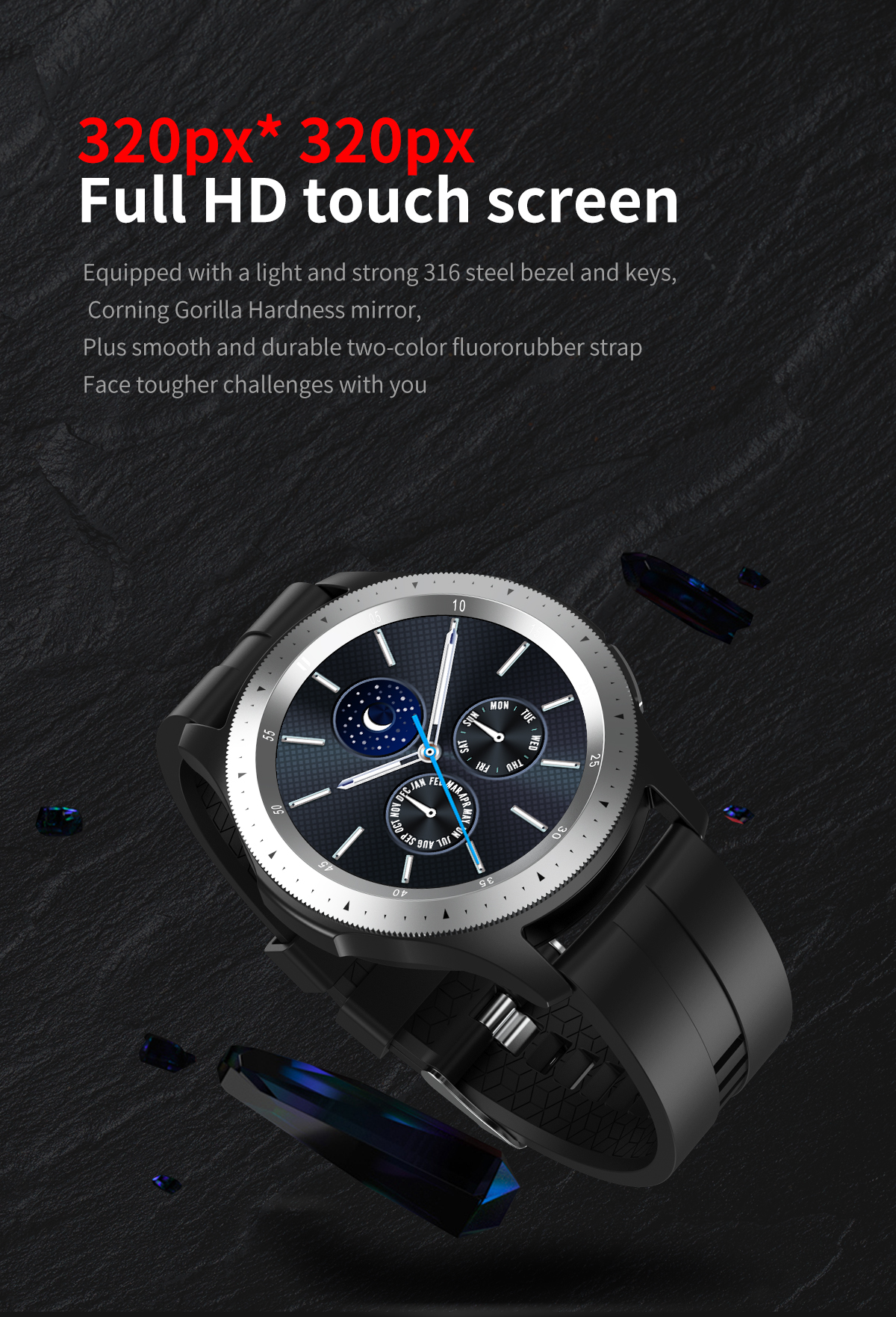 Amazon HOT Round Touch Screen Sport Pedometer Heart Rate Monitor ODM OEM Waterproof Smartwatch