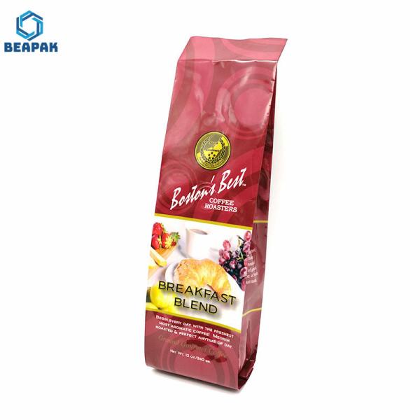 Side gusset flat bottom custom printed drip coffee bean packaging bag aluminum