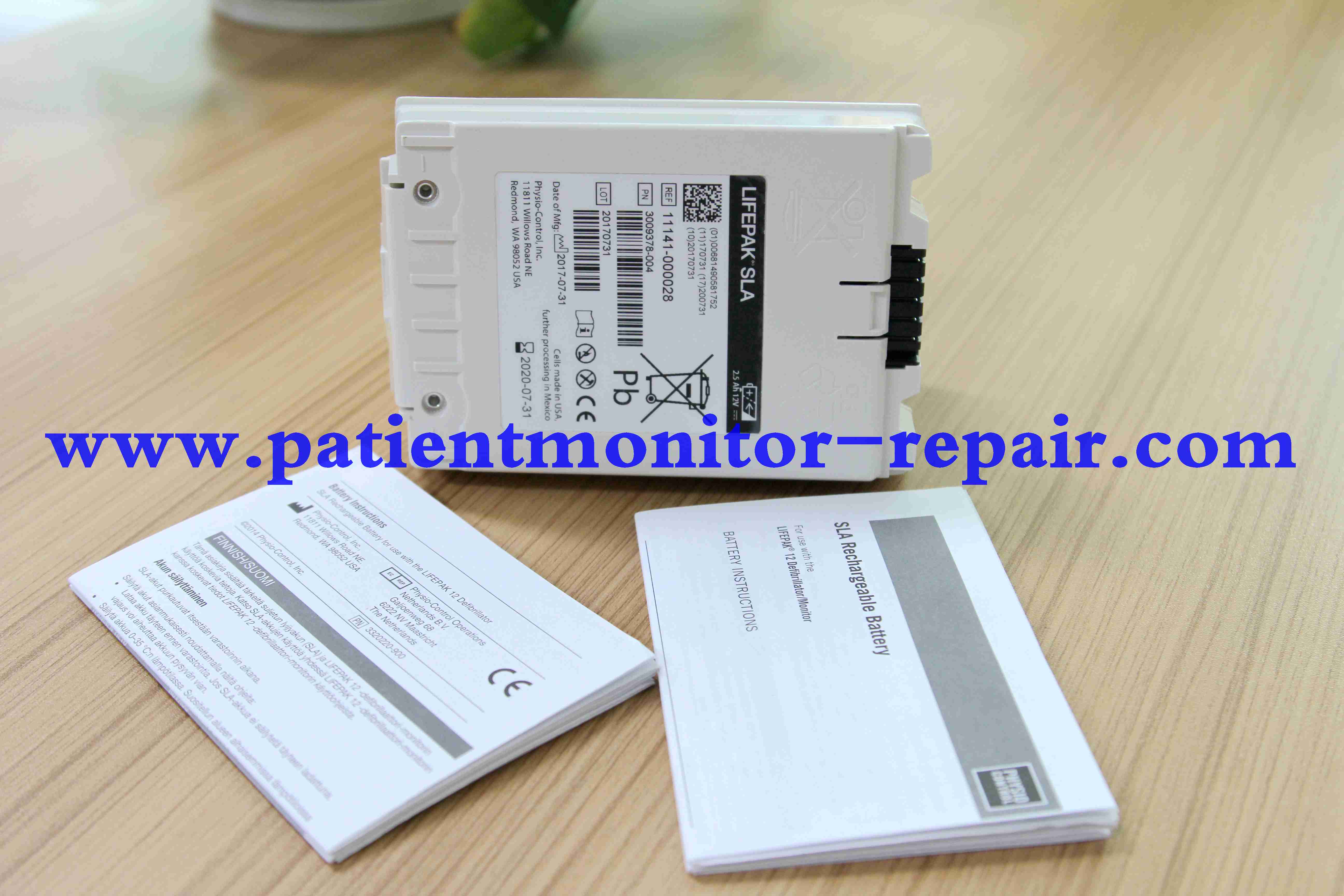 LIFEPAK SLA PN:3009378-004   REF:11141-000028(2.5Ah 12V)  Endoscopy Lifepak 12 defibrillator original battery
