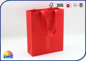 Quality Gold Stamping Logo Paper Gift Bag Bright Red Color For Holiday Gifts Packaging wholesale