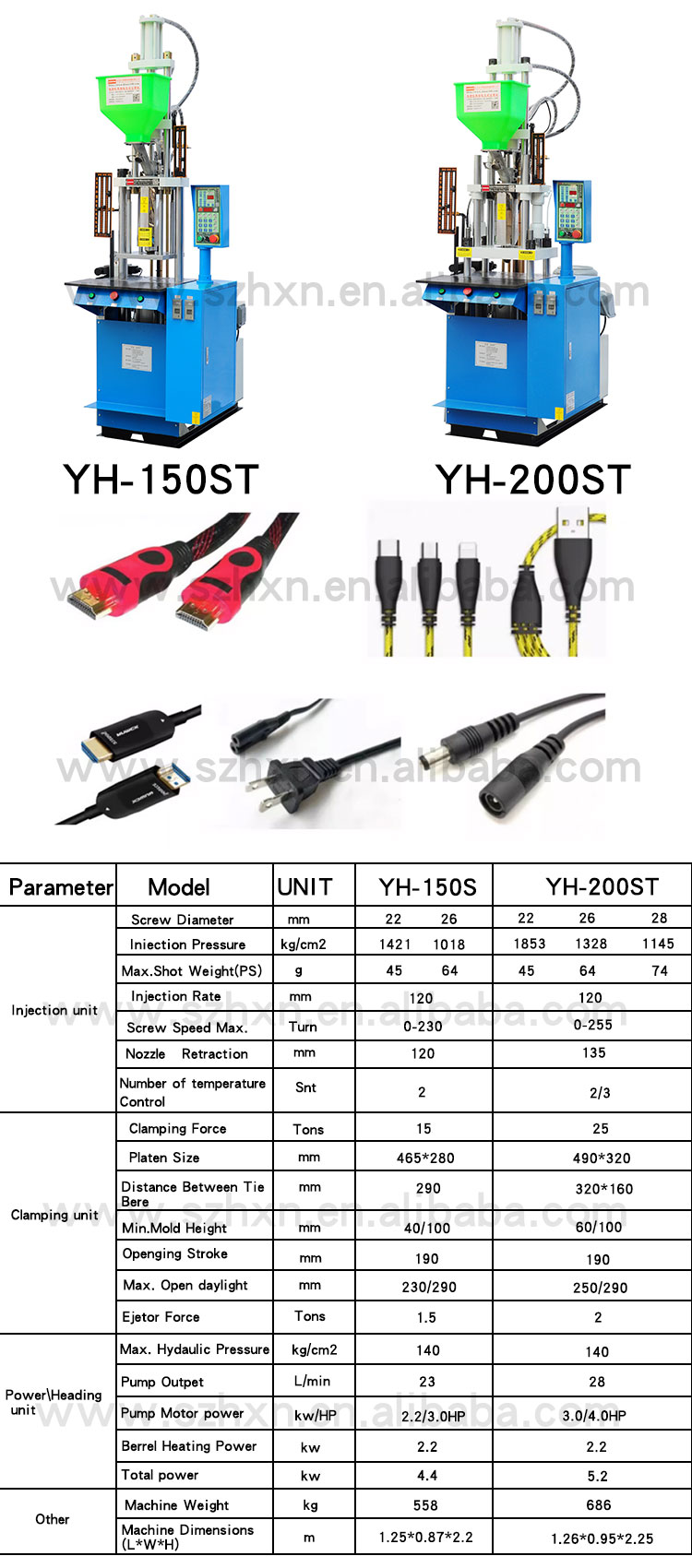 YH-350ST 35t Vertical Plastic Connector Injection Molding Machine with 20 kN Ejector Force