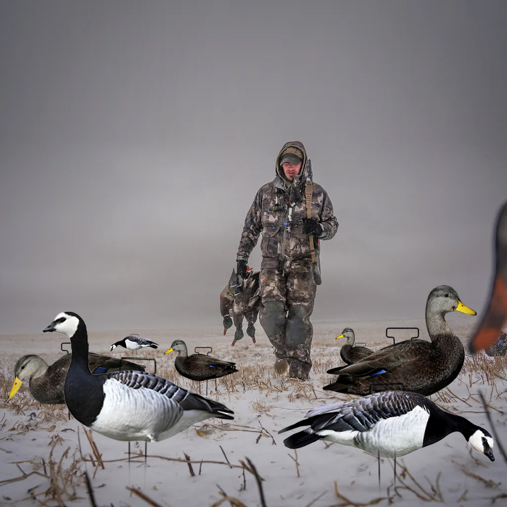 Waterproof Lifelike Silhouette Geese Decoy 1200g With Matte Black Coated Stake