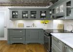 MDF Kitchen Customized Cabinets With White Quartz Countertop