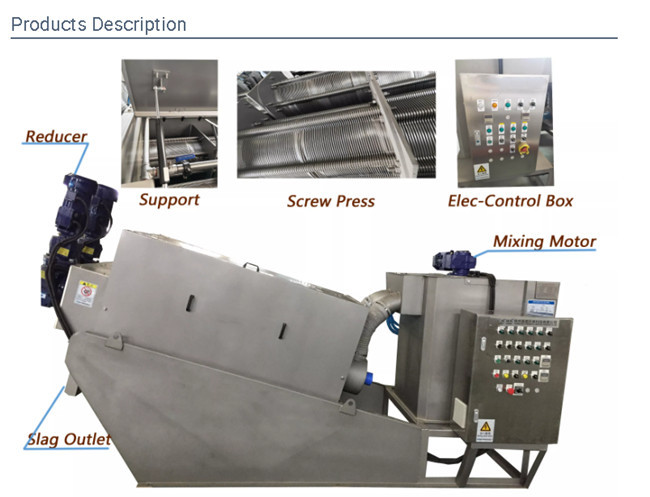 0.3KW Sludge Dewatering Equipment No Blocking MPSP Multi Plate Screw Press