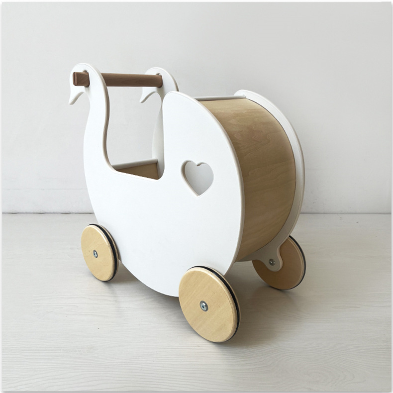 3 In 1 Customizable Montessori Toy White Wooden Push Walker Toy 0 To 3 Years