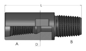 Quality Tungsten carbide / high strength alloy steel DTH Drilling Tools DTH Sub Female-Male wholesale