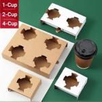 Biodegradable Disposable 4 Cup Drink Carrier With Secure Holding